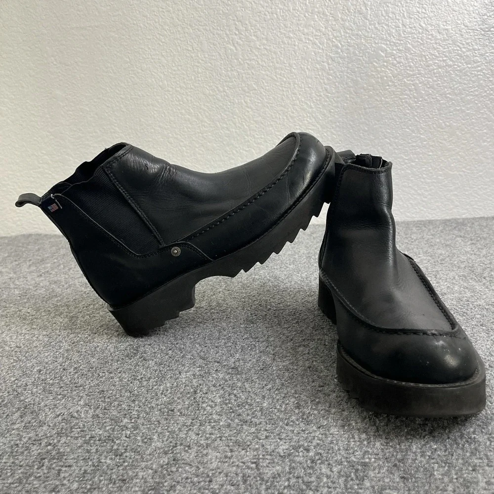 Polo Ralph Lauren Chelsea Boots Mens 9.5D Black Leather Chunky Lug Sole Vintage